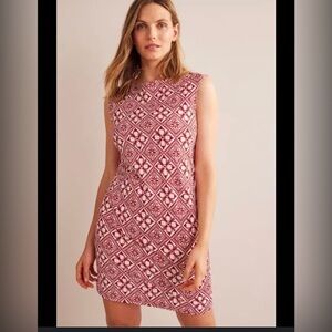 Boden Jersey Shift Dress Red White Print sleeveless NWT size 14
